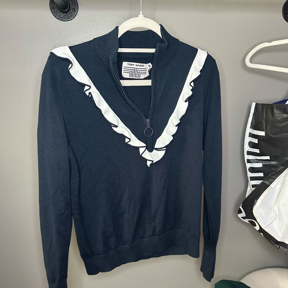 Tory Sport Navy and White Women's Sweater